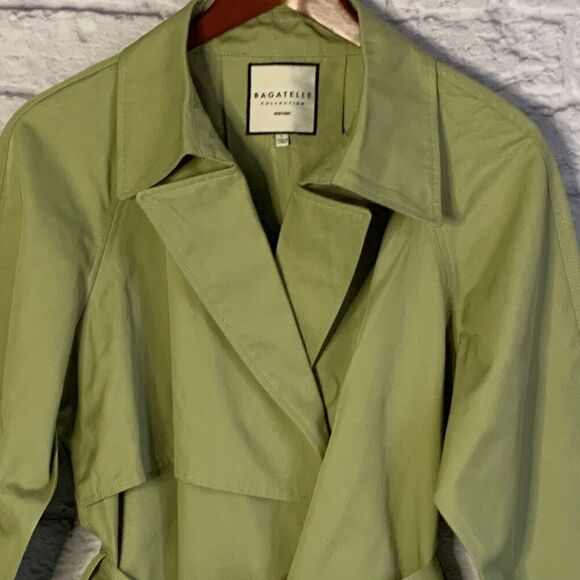 Bagatelle Collection Jacket LARGE Green Front Tie with Pockets Split Back Collar - Picture 4 of 12